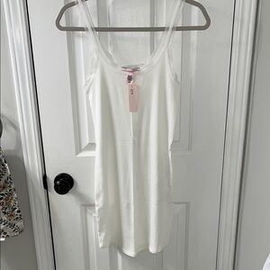 Victoria's Secret White Ribbed Tank Chemise Slip